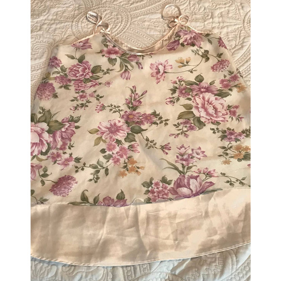 Dentelle Lingerie Beige With Delicate Lavender Flower Overlay S Large - Picture 1 of 6